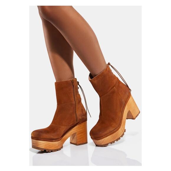 Free People Brown Suede Kenna Platform Lug Sole Clog Boots Sz.41(US 10) NWOB - Picture 2 of 16